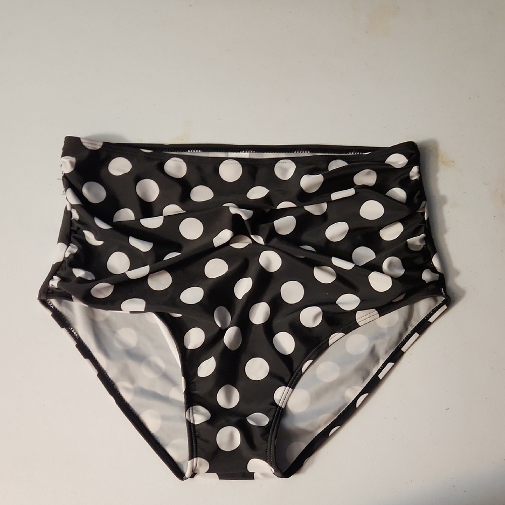 Black and White Polka Dot Bikini Bottom